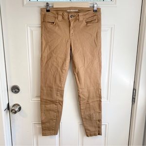 Vince mid rise ankle zip zip pants camel cotton stretch